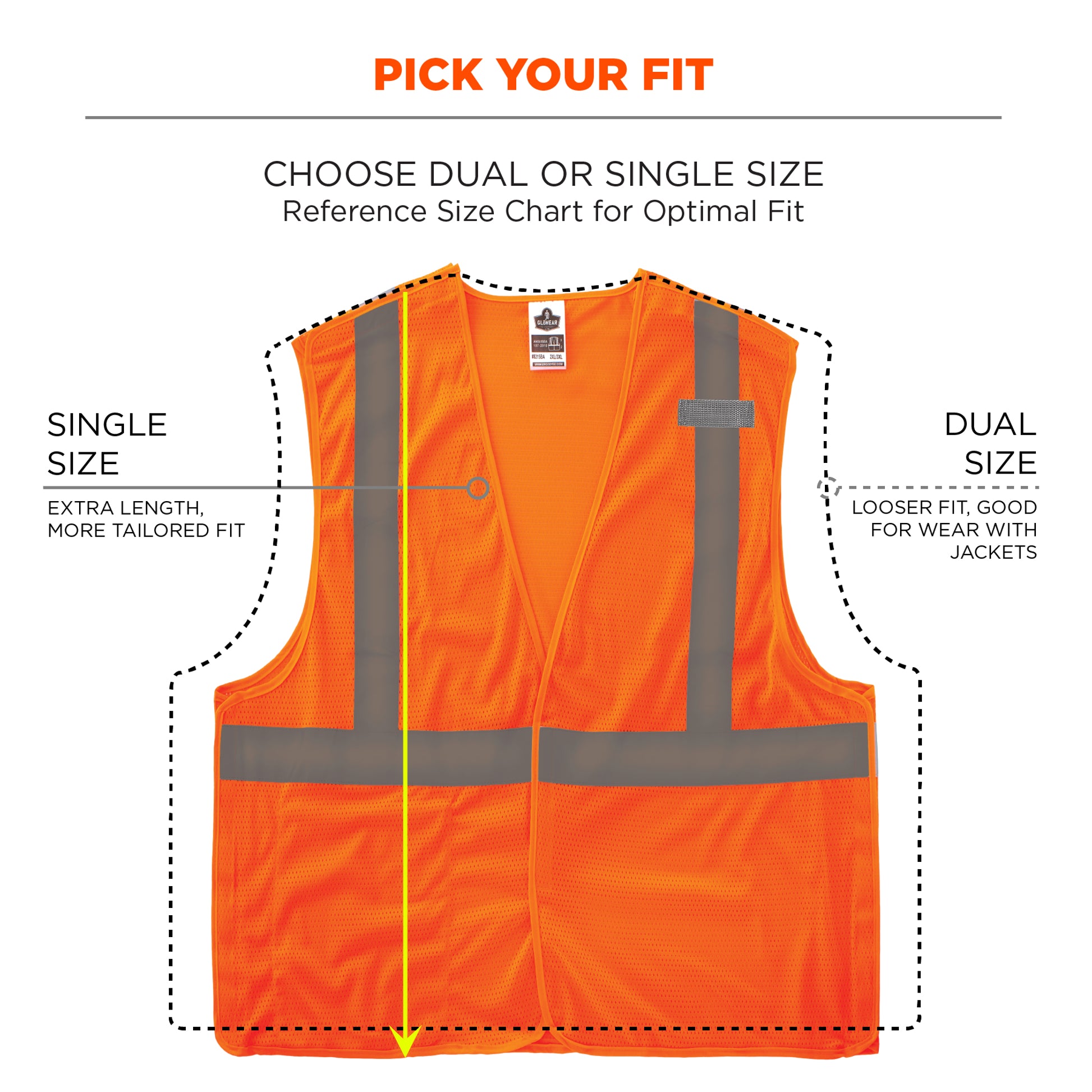Ergodyne GloWear 8215BA-S Breakaway Mesh Hi-Vis Safety Vest - Type R, Class 2, Economy, Single Size - Orange