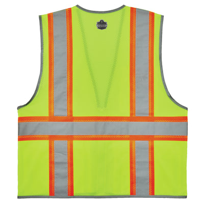 Ergodyne GloWear 8246Z-S Two-Tone Mesh Hi-Vis Safety Vest - Type R, Class 2, Zipper, Reflective Binding, Single Size - Lime