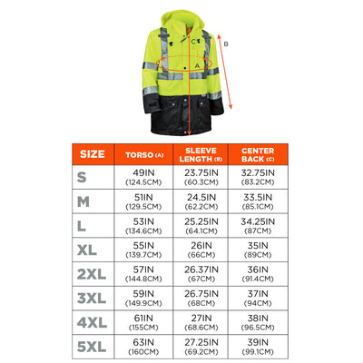 Ergodyne GloWear 8365BK Hi-Vis Rain Jacket - Type R, Class 3, Black Bottom - Lime