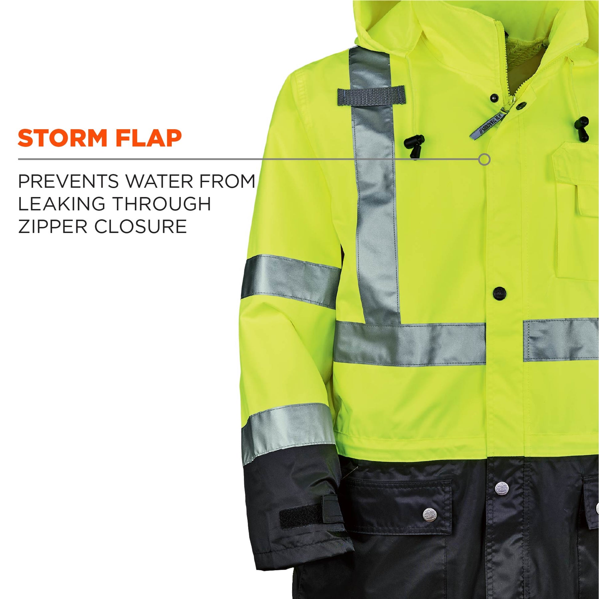 Ergodyne GloWear 8365BK Hi-Vis Rain Jacket - Type R, Class 3, Black Bottom - Lime