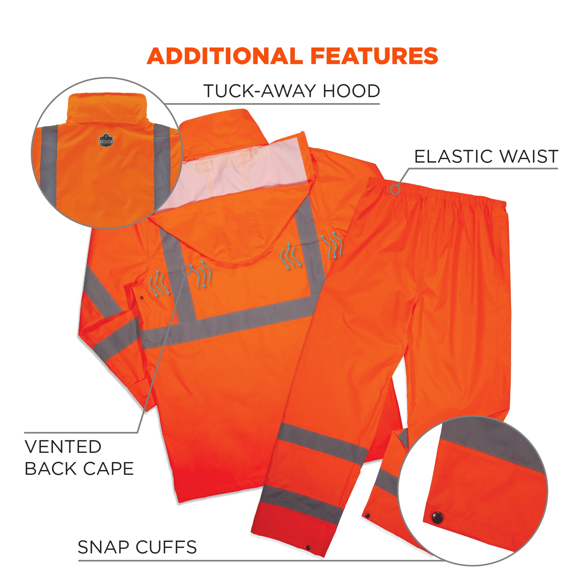 Ergodyne GloWear 8376K Lightweight Hi-Vis Rain Suit - Orange