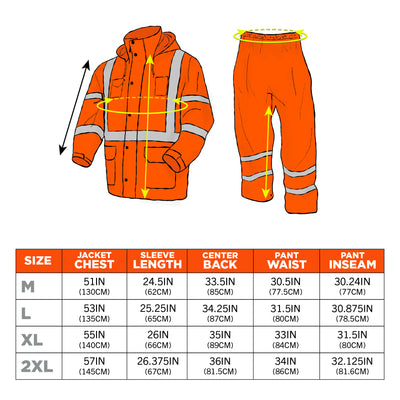 Ergodyne GloWear 8376K Lightweight Hi-Vis Rain Suit - Orange