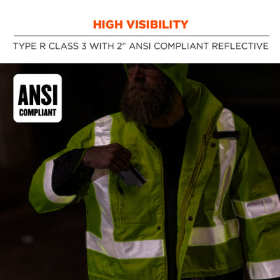 Ergodyne GloWear 8386 Hi-Vis Shell Jacket - Type R, Class 3 - Lime