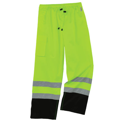 Ergodyne GloWear 8915BK Hi-Vis Rain Pants - Class E, Black Bottom - Lime
