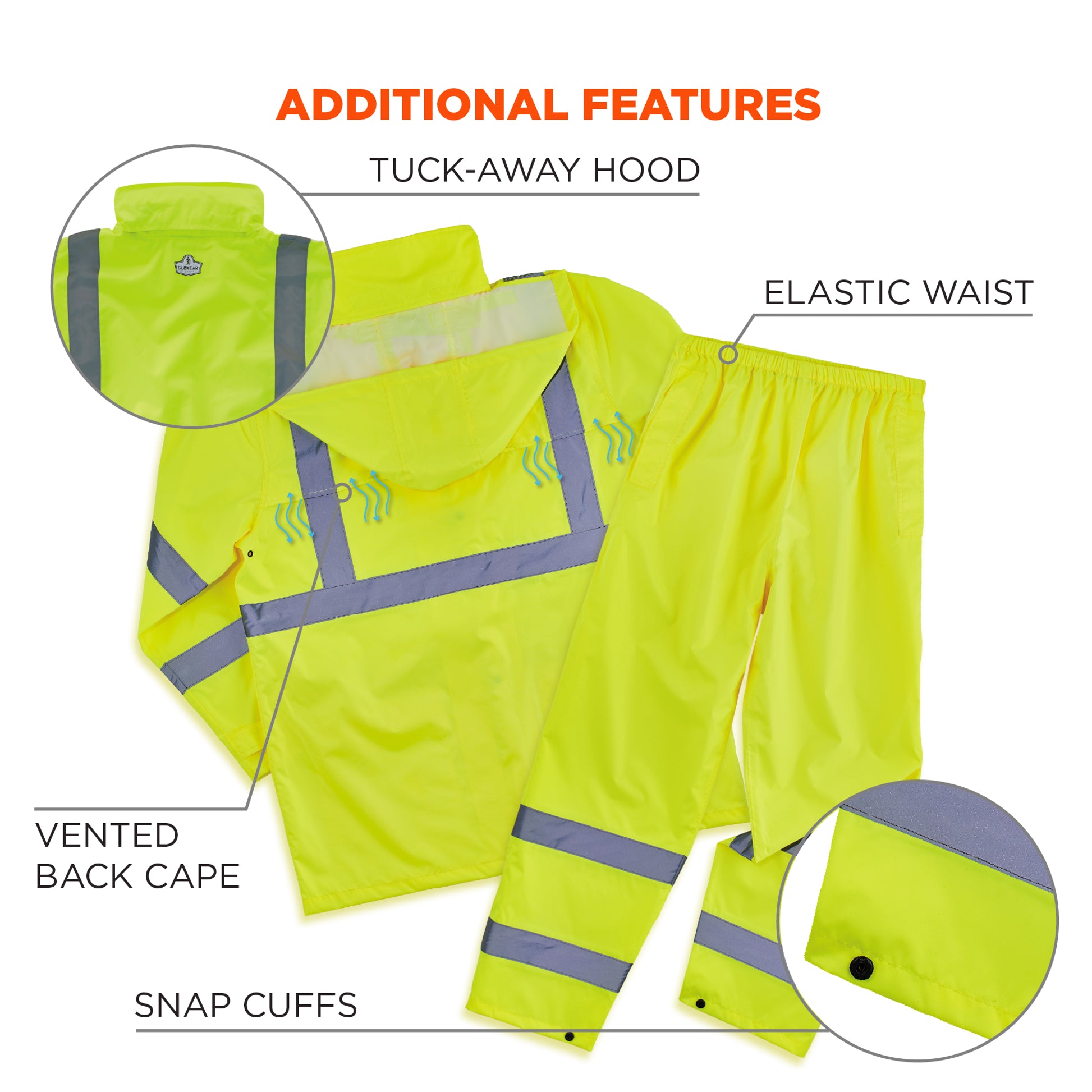 Ergodyne GloWear 8376K Lightweight Hi-Vis Rain Suit - Lime