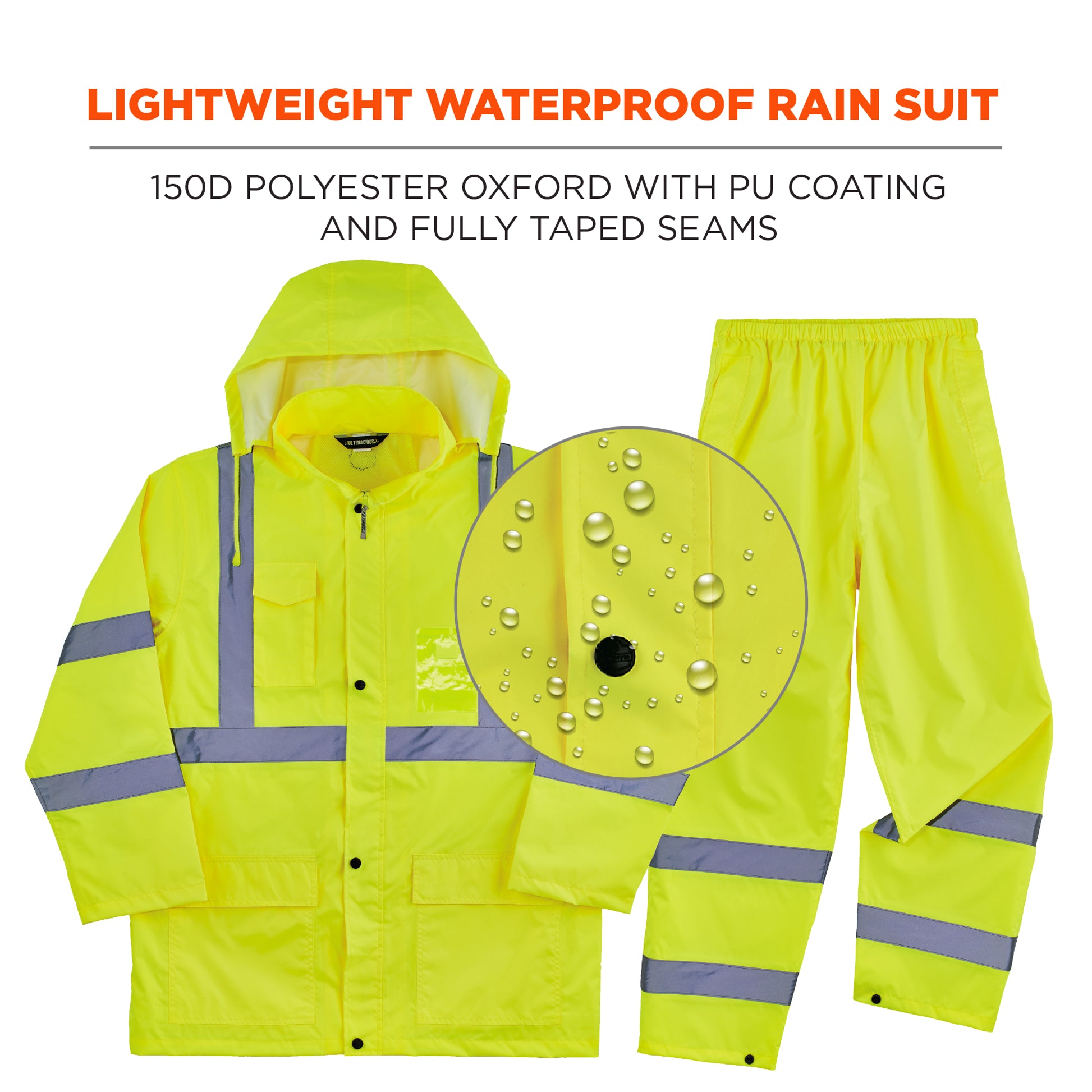 Ergodyne GloWear 8376K Lightweight Hi-Vis Rain Suit - Lime