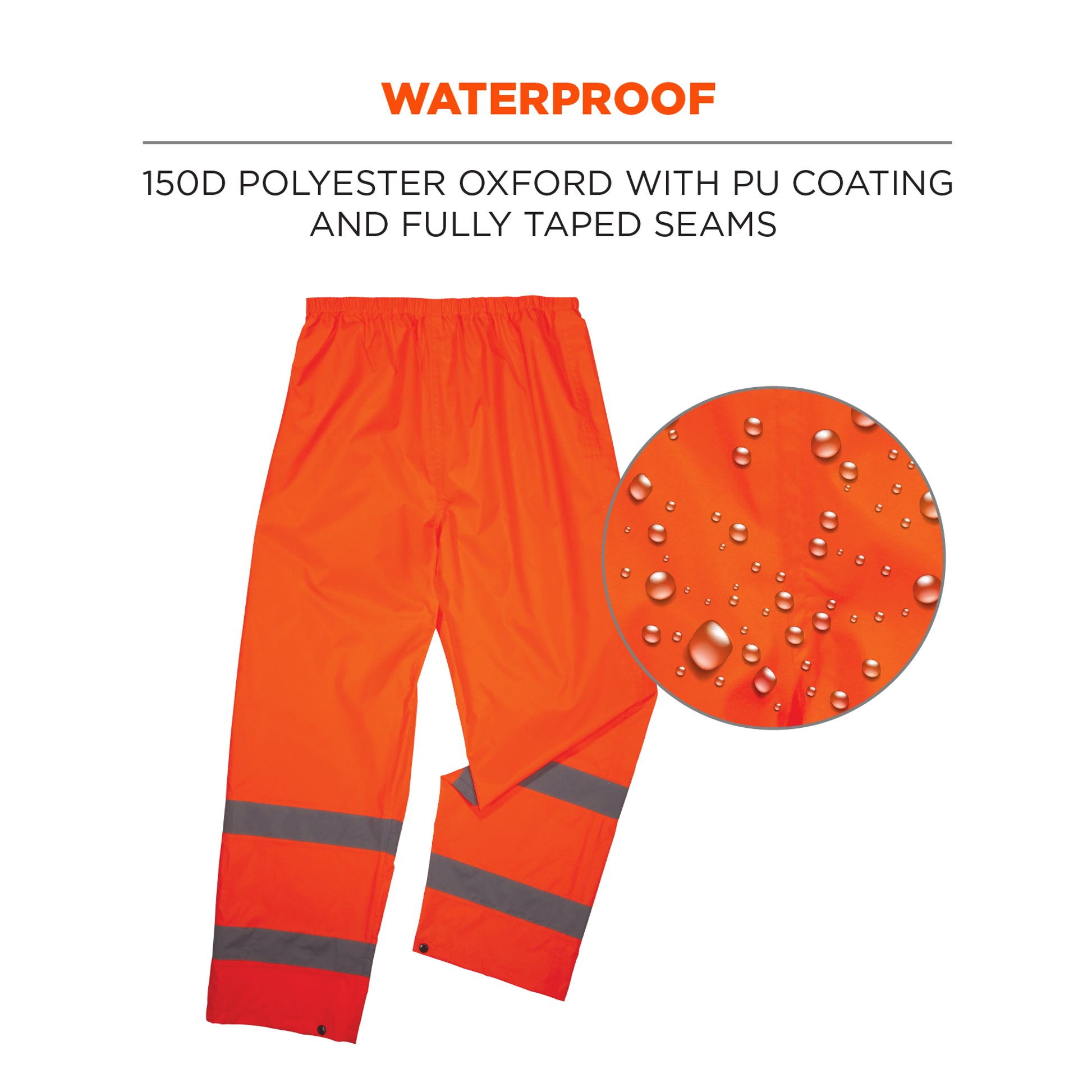 Ergodyne GloWear 8916 Lightweight Hi-Vis Rain Pants - Class E - Orange