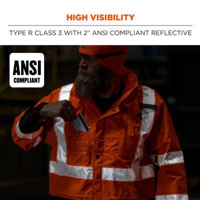 Ergodyne GloWear 8386 Hi-Vis Shell Jacket - Type R, Class 3 - Orange