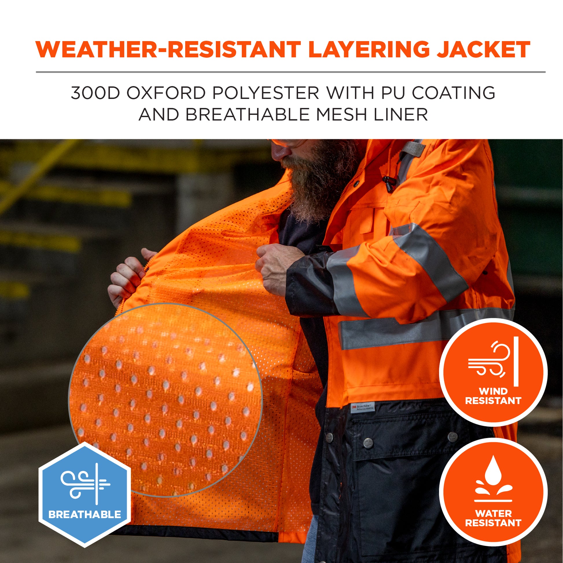 Ergodyne GloWear 8386 Hi-Vis Shell Jacket - Type R, Class 3 - Orange