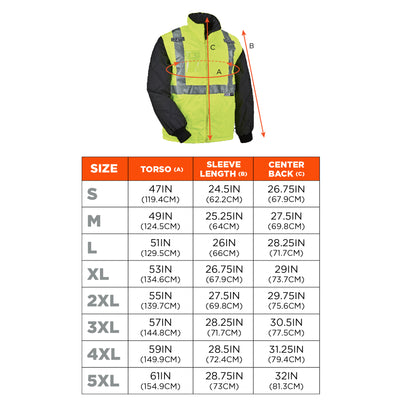 Ergodyne GloWear 8287 Hi-Vis Winter Jacket and Vest with Detachable Sleeves - Type R, Class 2 - Lime