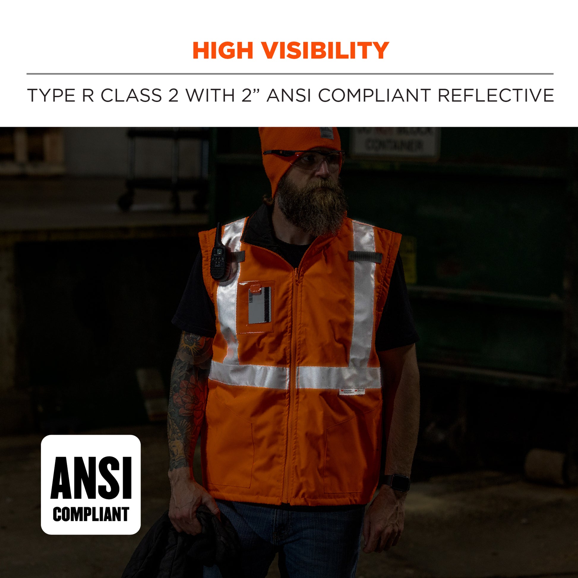 Ergodyne GloWear 8287 Hi-Vis Winter Jacket and Vest with Detachable Sleeves - Type R, Class 2 - Orange