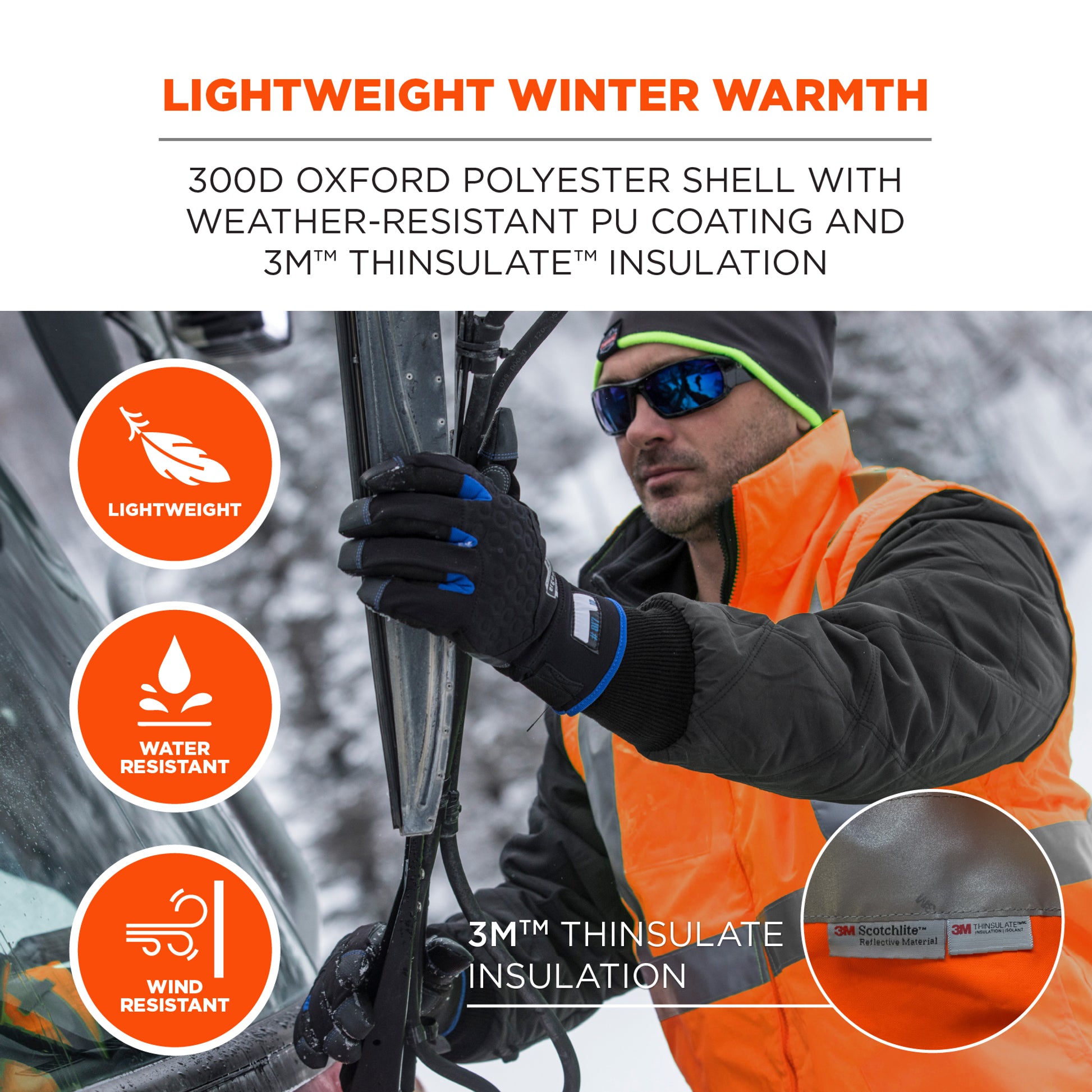 Ergodyne GloWear 8287 Hi-Vis Winter Jacket and Vest with Detachable Sleeves - Type R, Class 2 - Orange