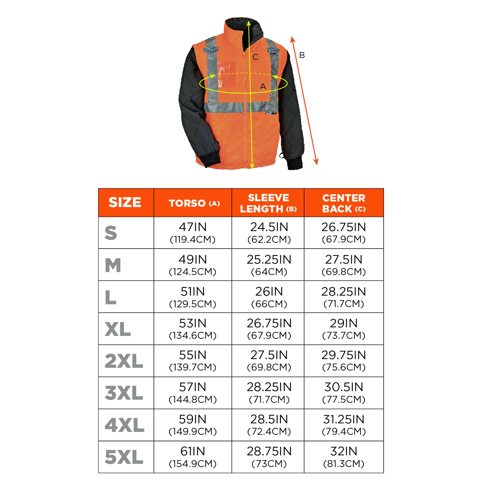 Ergodyne GloWear 8287 Hi-Vis Winter Jacket and Vest with Detachable Sleeves - Type R, Class 2 - Orange
