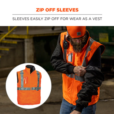 Ergodyne GloWear 8287 Hi-Vis Winter Jacket and Vest with Detachable Sleeves - Type R, Class 2 - Orange