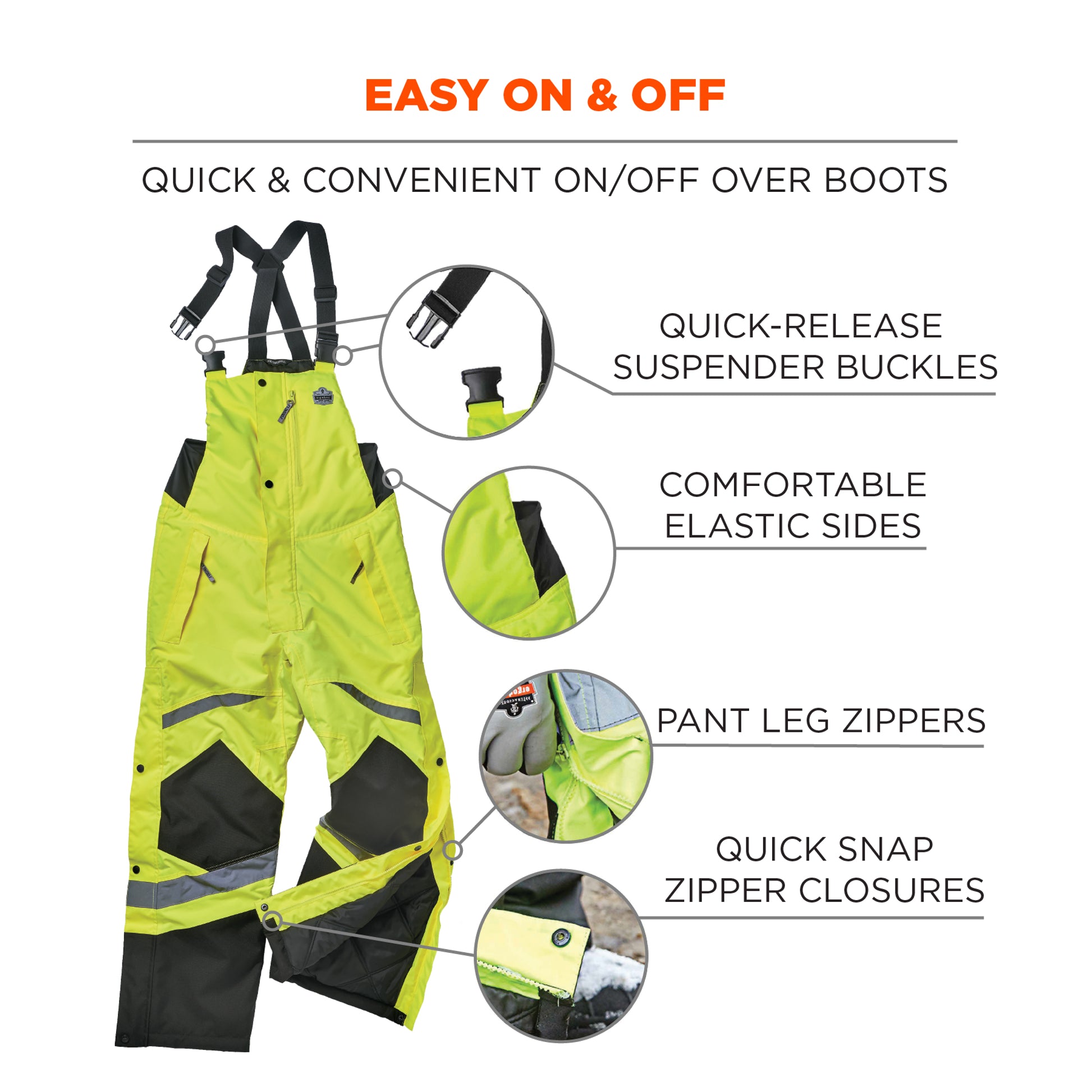 Ergodyne GloWear 8928 Hi-Vis Insulated Bibs - Class E - Lime