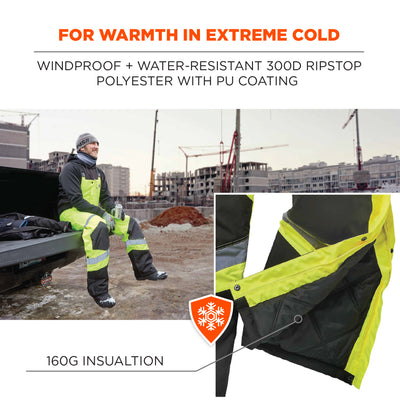 Ergodyne GloWear 8928 Hi-Vis Insulated Bibs - Class E - Lime