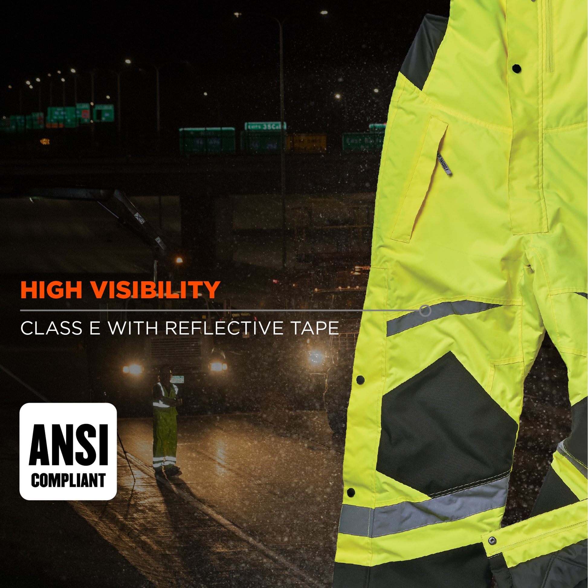 Ergodyne GloWear 8928 Hi-Vis Insulated Bibs - Class E - Lime