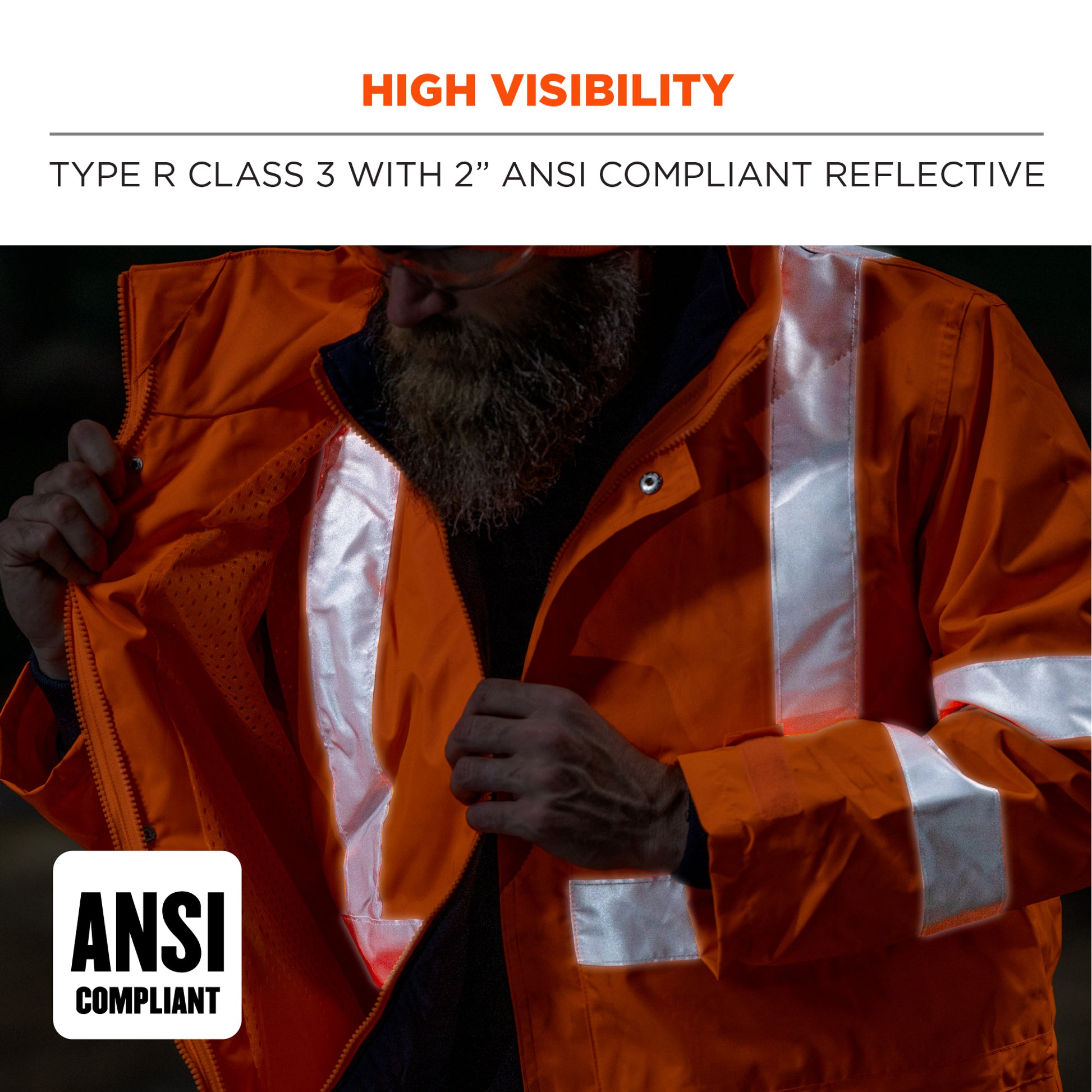 Ergodyne GloWear 8388 4-in-1 Hi-Vis Winter Jacket Parka with Black Bottom - Type R, Class 3/2 - Orange