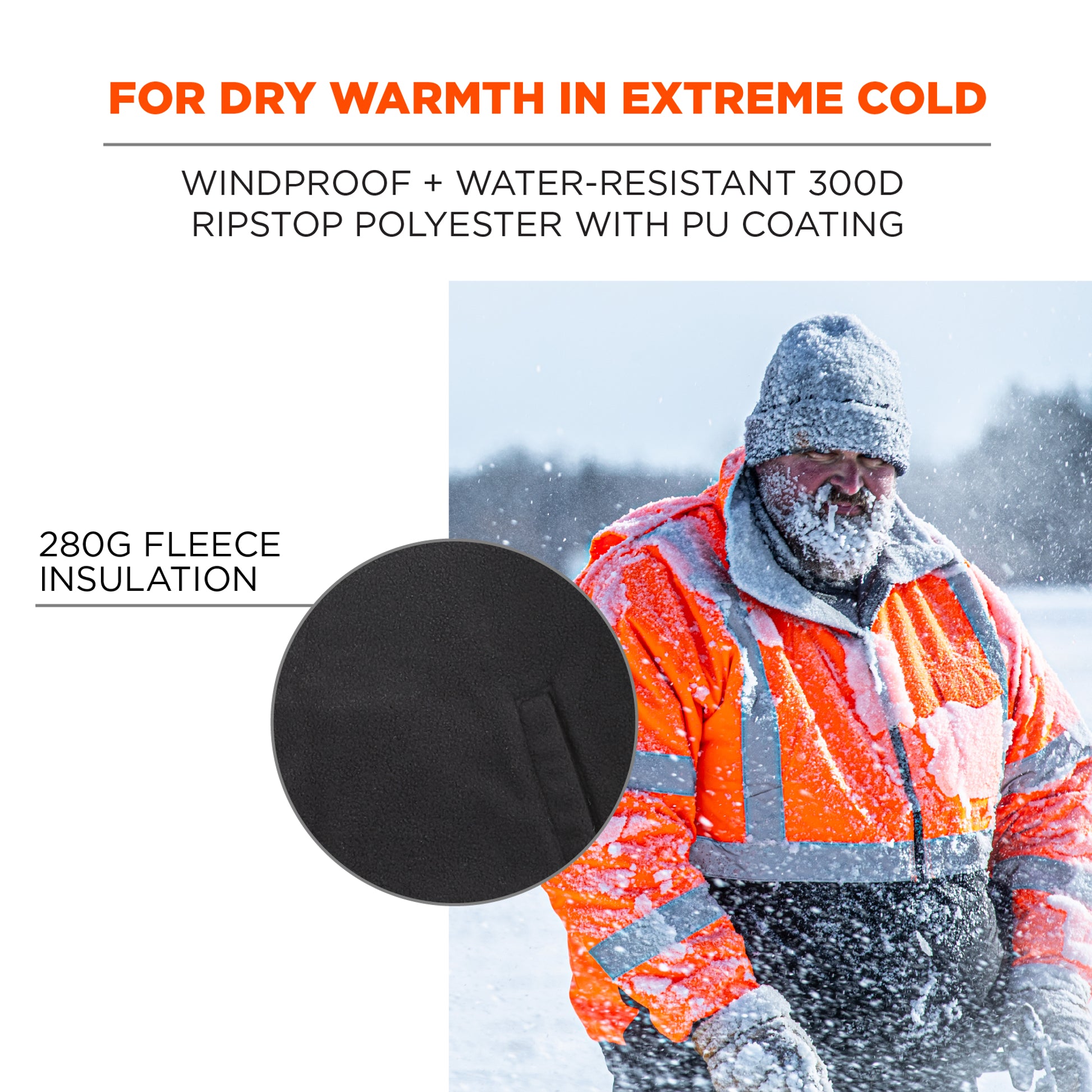 Ergodyne GloWear 8381 4-in-1 Hi-Vis Winter Bomber Jacket - Type R, Class 3 - Orange