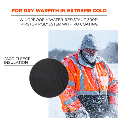 Ergodyne GloWear 8381 4-in-1 Hi-Vis Winter Bomber Jacket - Type R, Class 3 - Orange