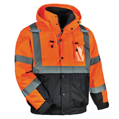 Ergodyne GloWear 8381 4-in-1 Hi-Vis Winter Bomber Jacket - Type R, Class 3 - Orange