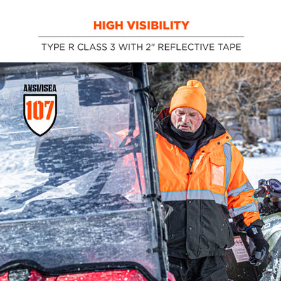 Ergodyne GloWear 8381 4-in-1 Hi-Vis Winter Bomber Jacket - Type R, Class 3 - Orange