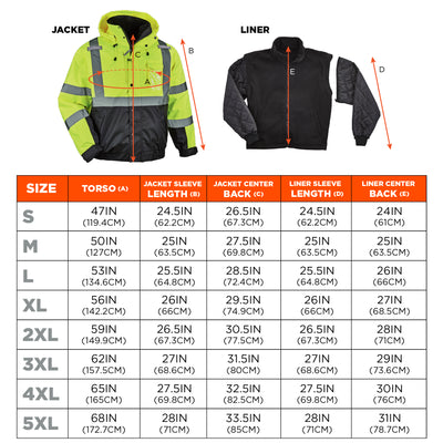Ergodyne GloWear 8381 4-in-1 Hi-Vis Winter Bomber Jacket - Type R, Class 3 - Lime