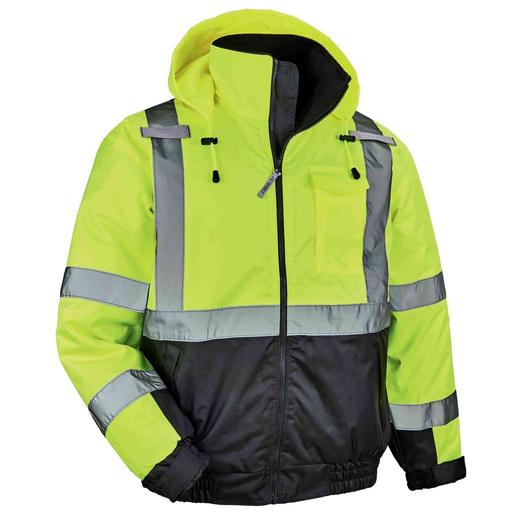 Ergodyne GloWear 8377 Hi-Vis Winter Bomber Jacket - Type R, Class 3 - Lime