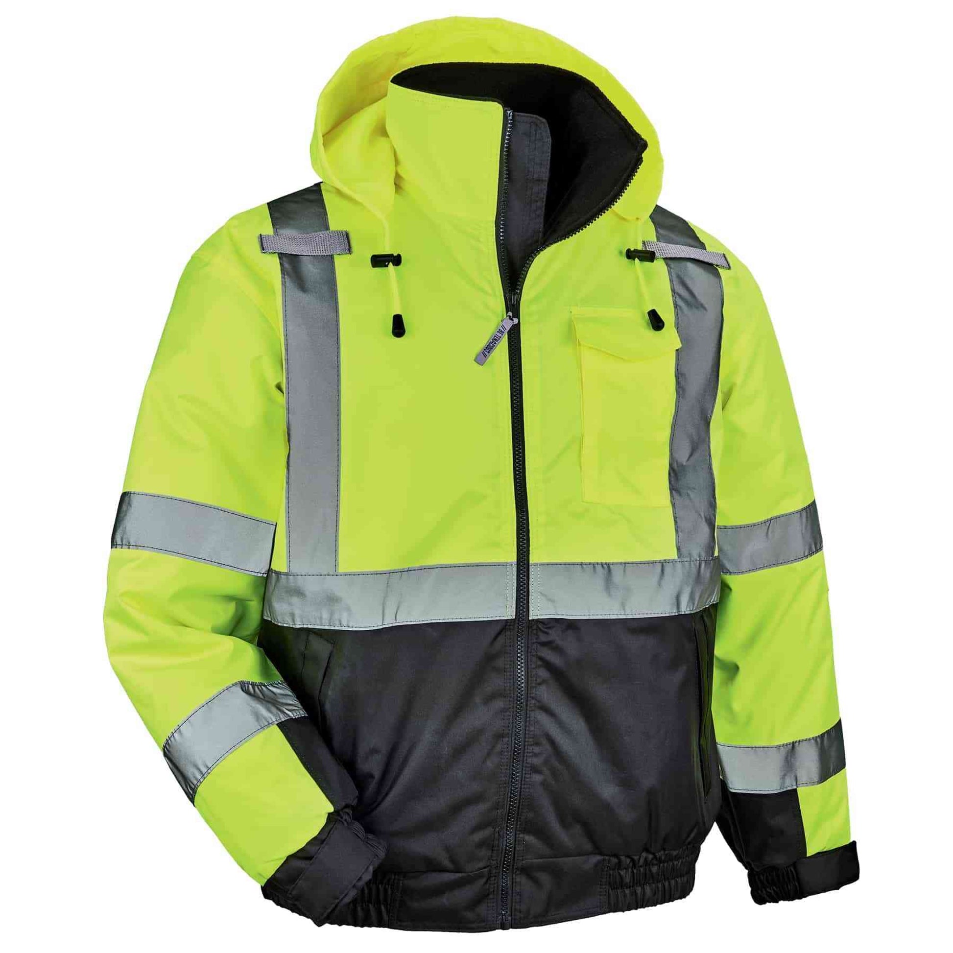 Ergodyne GloWear 8377 Hi-Vis Winter Bomber Jacket - Type R, Class 3 - Lime