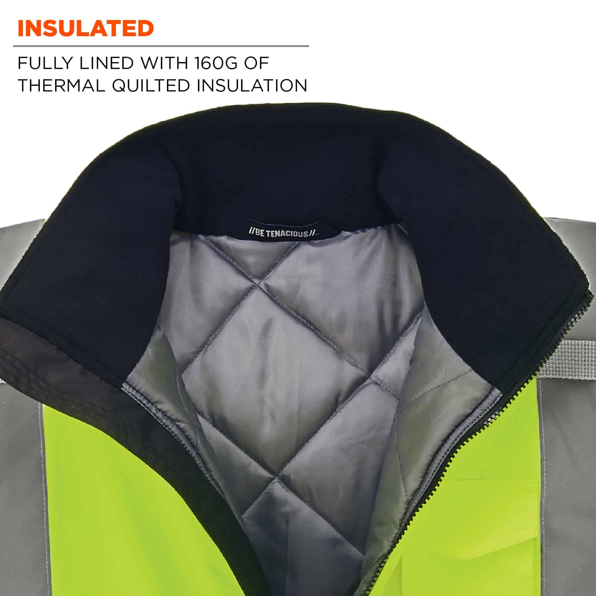 Ergodyne GloWear 8377 Hi-Vis Winter Bomber Jacket - Type R, Class 3 - Lime