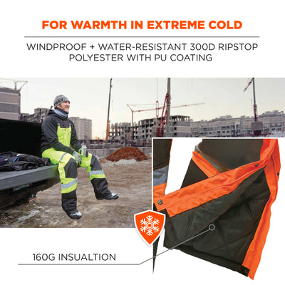 Ergodyne GloWear 8928 Hi-Vis Insulated Bibs - Class E - Orange