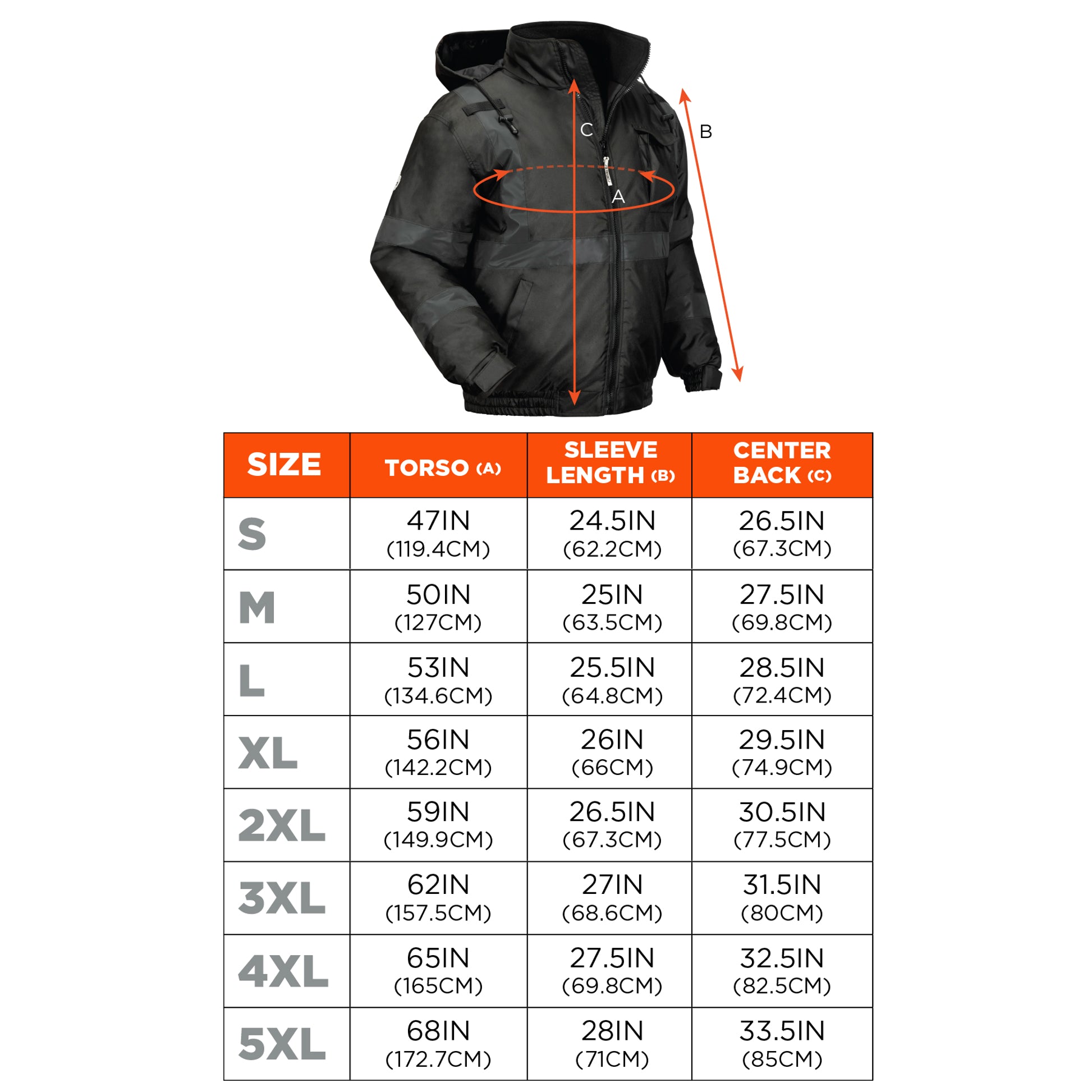 Ergodyne GloWear 8377EV Enhanced Visibility Reflective Winter Bomber Jacket - Non-Certified - Black
