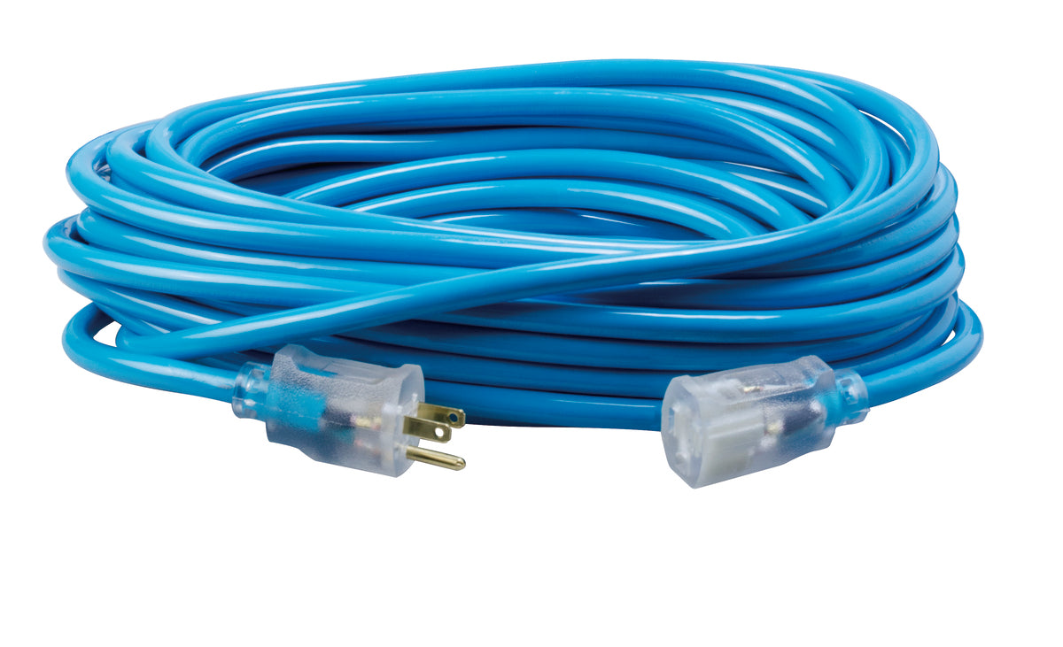 100 ft. Cool Blue 12/3 Vinyl Outdoor Extension Cord with Lighted End