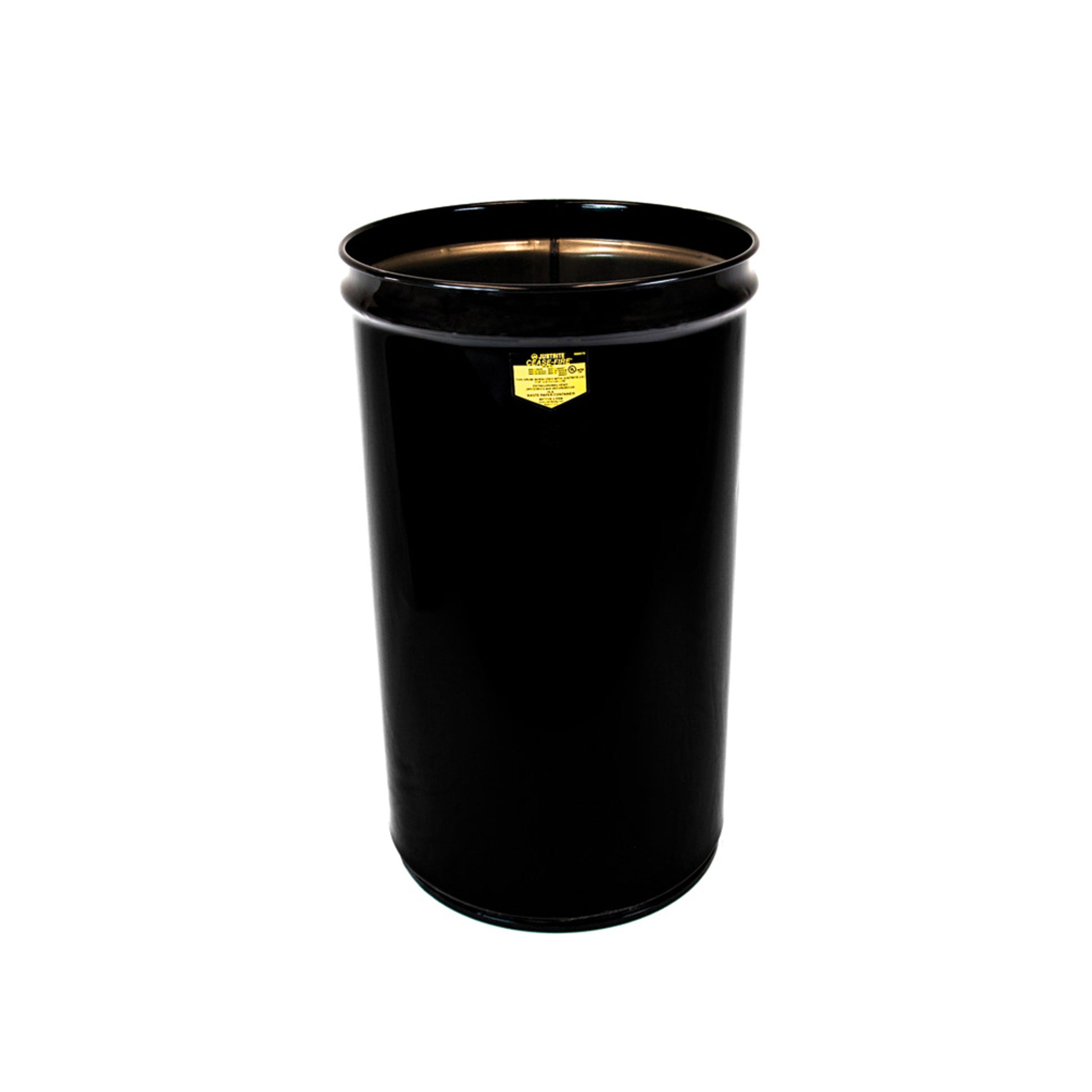 Justrite Cease-Fire Waste Receptacle - Safety Drum Can Only - 15 Gallon - Black - 26005K