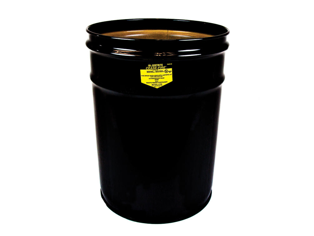 Justrite Cease-Fire Waste Receptacle - Safety Drum Can Only - 6 Gallon - Gray - 26050