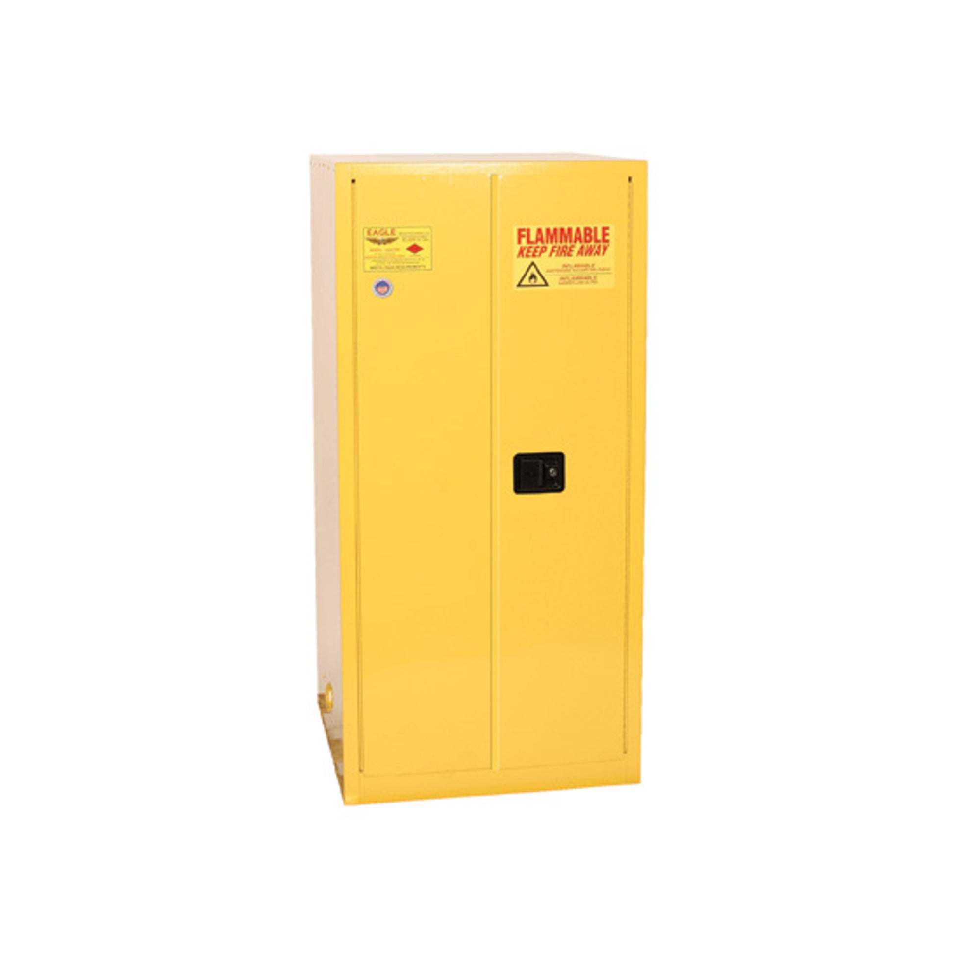 Eagle One Drum Vertical Safety Cabinet - 55 Gallon - 1 Shelf - 2 Door - Self Close - Yellow - 2610X