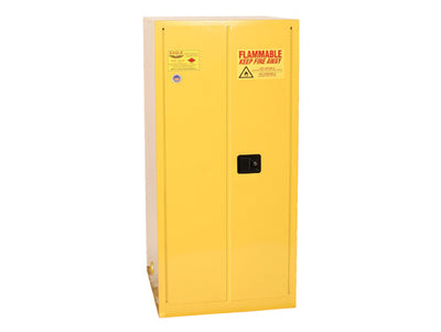 Justrite One Drum Vertical Safety Cabinet - 55 Gallon - 1 Shelf - 2 Door - Self Close - Yellow - 2610X