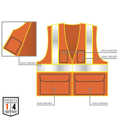 Ergodyne GloWear 8235ZX Two-Tone X-Back Safety Vest - Type R, Class 2, Zipper - Orange