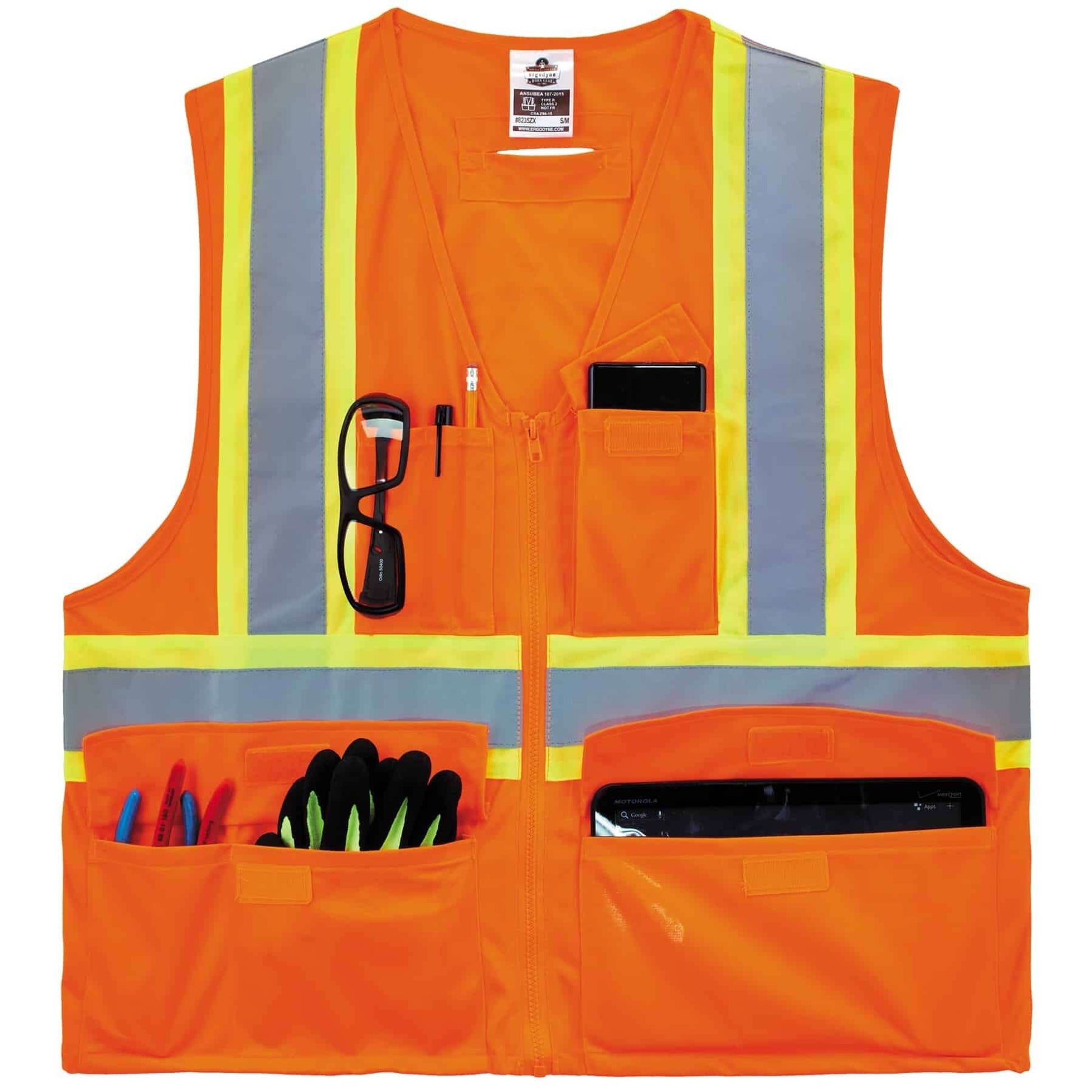 Ergodyne GloWear 8235ZX Two-Tone X-Back Safety Vest - Type R, Class 2, Zipper - Orange