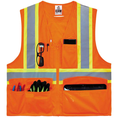 Ergodyne GloWear 8235ZX Two-Tone X-Back Safety Vest - Type R, Class 2, Zipper - Orange