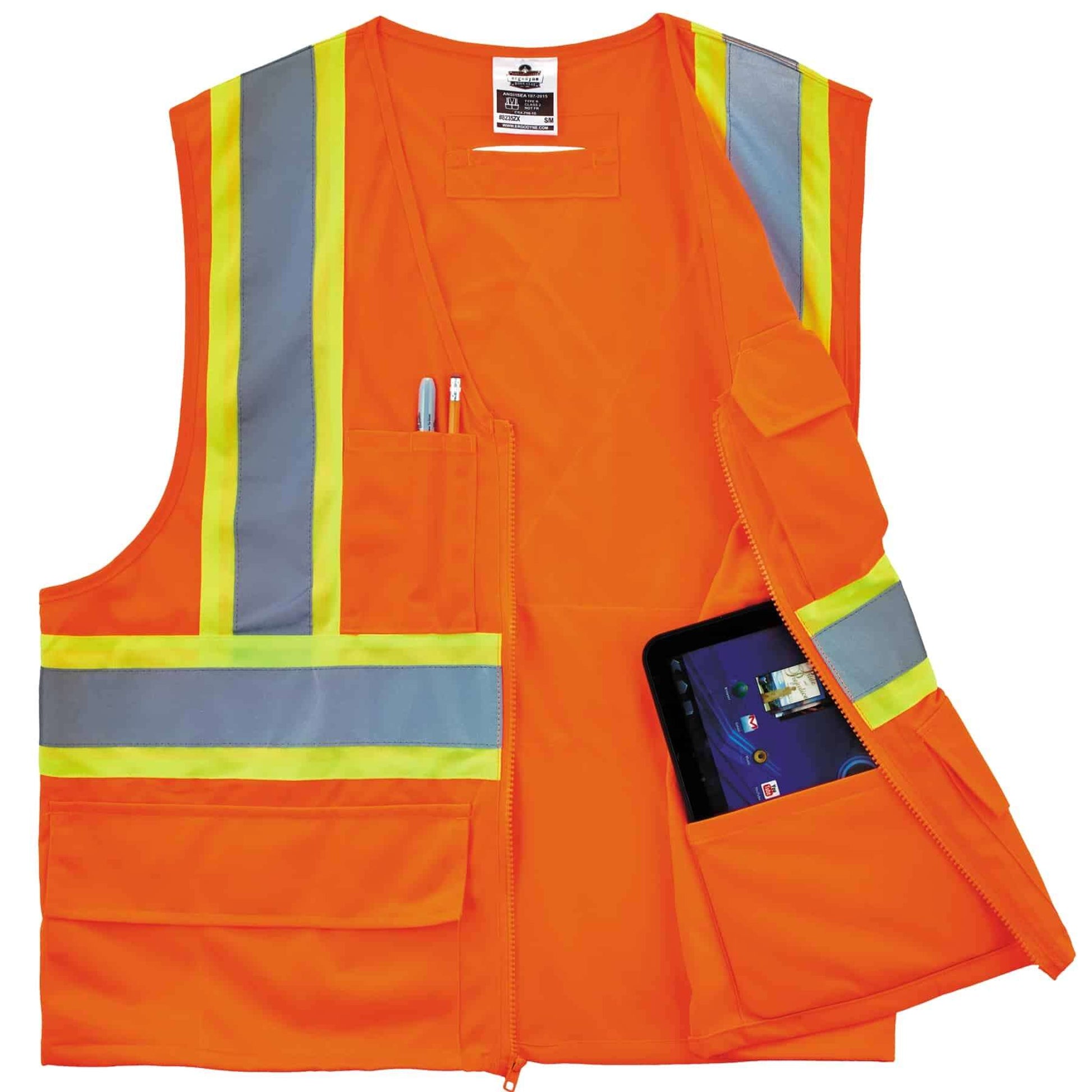 Ergodyne GloWear 8235ZX Two-Tone X-Back Safety Vest - Type R, Class 2, Zipper - Orange