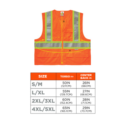 Ergodyne GloWear 8235ZX Two-Tone X-Back Safety Vest - Type R, Class 2, Zipper - Orange