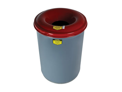 Justrite Cease-Fire Waste Receptacle - Safety Drum Can With Steel Head - 12 Gallon - Gray - 26412