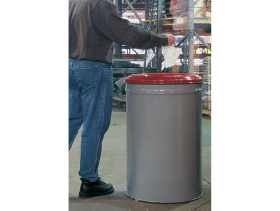 Justrite Cease-Fire Waste Receptacle - Safety Drum Can With Steel Head - 15 Gallon - Gray - 26415