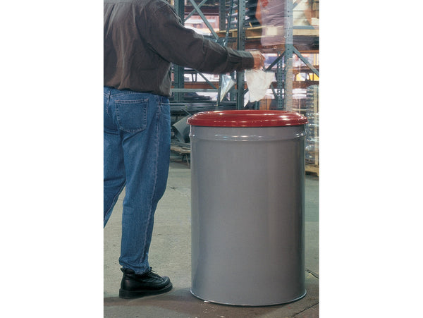 Justrite Cease-Fire Waste Receptacle - Safety Drum Can With Steel Head - 15 Gallon - Gray - 26415