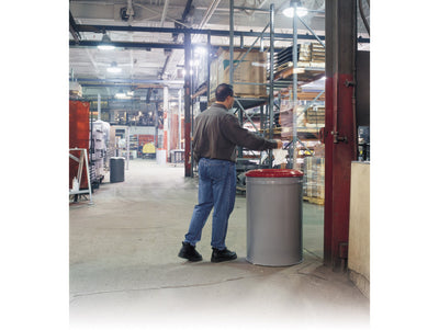 Justrite Cease-Fire Waste Receptacle - Safety Drum Can With Steel Head - 55 Gallon - Gray - 26455