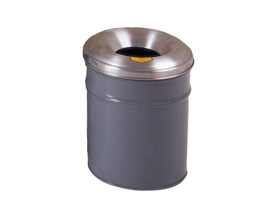 Justrite Cease-Fire Waste Receptacle - Safety Drum Can With Aluminum Head - 6 Gallon - Gray - 26606G