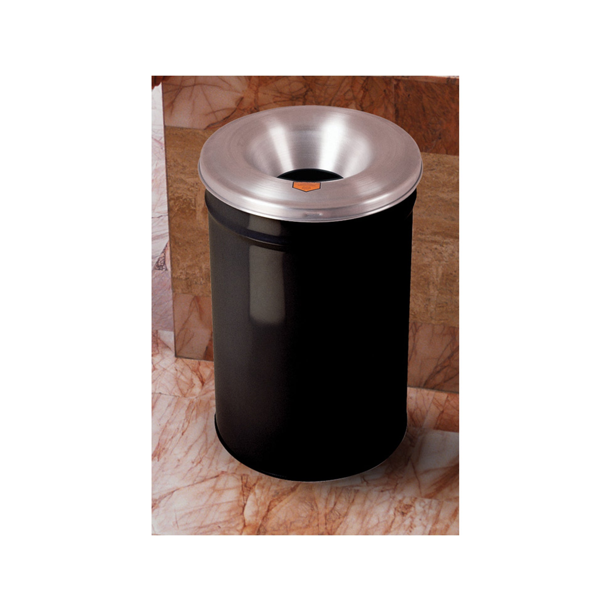 Justrite Cease-Fire Waste Receptacle - Safety Drum Can With Aluminum Head - 6 Gallon - Black - 26606K