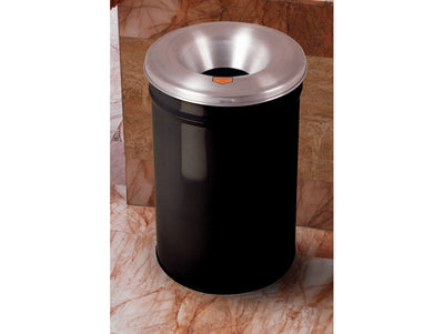Justrite Cease-Fire Waste Receptacle - Safety Drum Can With Aluminum Head - 6 Gallon - Black - 26606K