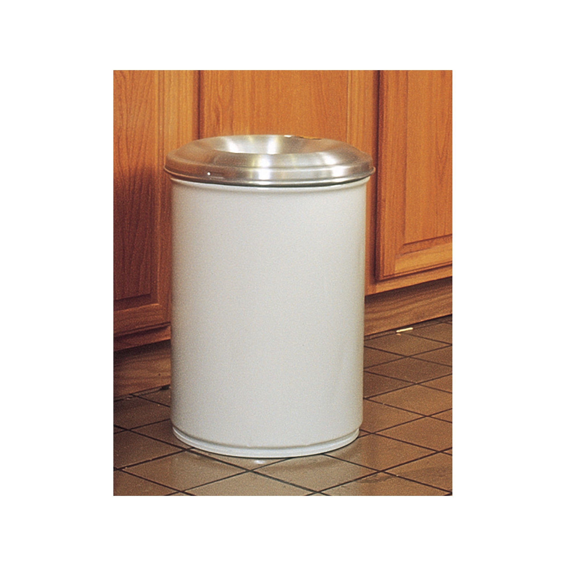 Justrite Cease-Fire Waste Receptacle - Safety Drum Can With Aluminum Head - 6 Gallon - White - 26606W